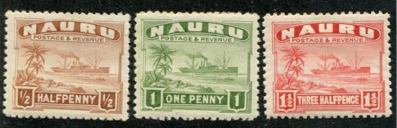 Nauru SC# 17a, 18a, 19a Fraighter 1/2d 1d 1-1/2d MH 