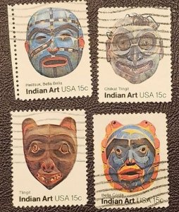 US Scott # 1834-1837; Four used 15c Indian Art from 1980; F/VF centering