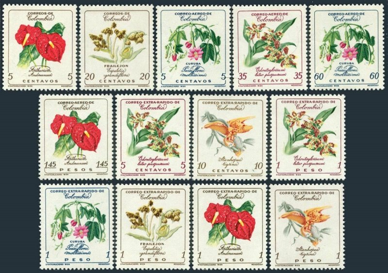 Colombia 716-C370,C420-C425 blocks of 4,MNH.Michel 907-925. Flowers,1960-1962.