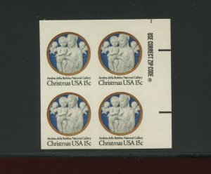 1768a Christmas IMPERF ERROR Mint ZIP Block of 4 Stamps NH (1768 By 786)