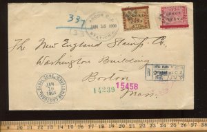 Canal Zone 11 & 14 on 1906 Registered Cover to Boston Mass (926B)