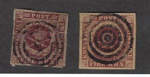 Denmark SC#2, 2b Used F-VF hr SCV$110.00...Worth a view!!