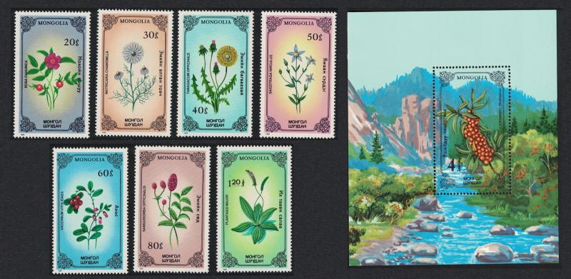 Mongolia Plants 7v+MS 1st series SG#1689-MS1696