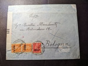 1947 Censored British Middle Eastern Forces MEF Overprint Cover to Bologna Italy