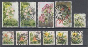 Kenya Sc 248/258 used. 1983 Flowers with 11 different crisp TOWN POSTMARKS.
