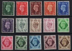 GB 1937 Dark Colours ½d - 1s set of 15 unmounted mint