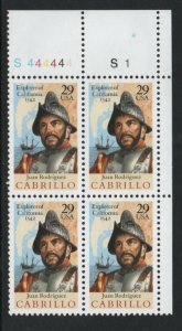 ALLY'S STAMPS US Plate Block Scott #2704 29c Juan Cabrillo [4] MNH OG [STK]