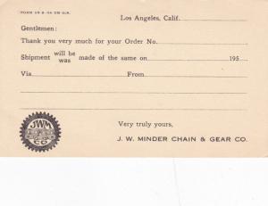 United States 1c Jefferson Postcard JW Minder Chain&Gear co.Unused VGC