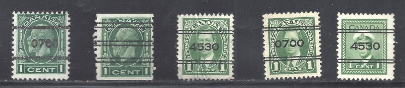 Canada 5 x PRE-CANCELS USED (BS12136)