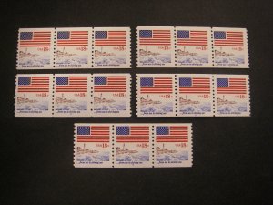 Scott 1891, 18c Flag, PNC3 Mini collection, #1-5, MNH Group, CV $101
