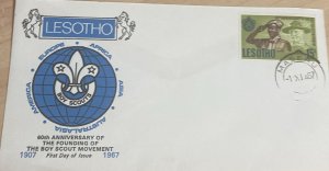 O) 1972 LESOTHO, SCOUTS, LORD BADEN POWELL,  BOY SCOUT MOVEMENT, FDC XF