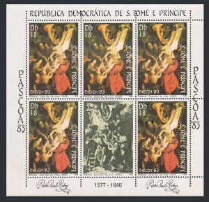 St Thomas & Prince 693-694 sheets, MNH. Mchel 821-822 klb. Peter Rubens, 1983.