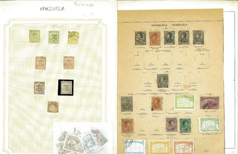 Venezuela 1882-1958 M & U Hinged on Old Blank Pages..