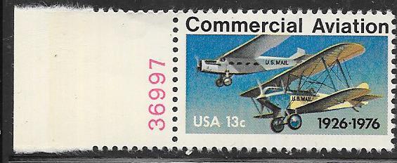 US#1684 13c Commercial Aviation plate# single CV $0.65