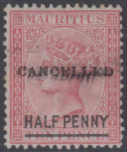 BC MAURITIUS 1876-77 Sc 47 SG# 79 OVPTD CANCELLED, SMUDGY HINGED MINT GBP 35+