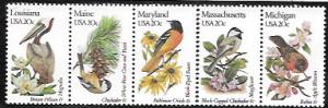 US #1970-74 Strip of 5 MNH State Birds and Flowers