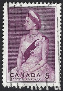 Canada #433 5¢ Royal Visit - Queen Elizabeth II (1964). Used.