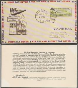 US #C18 ADDR FACSIMILE FDC   Zepellin