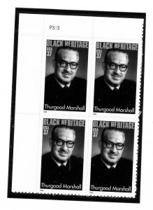 US  3746   Thurgood Marshal 37c - Plate Block of 4 - MNH - P333 UL