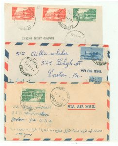 Lebanon  1951 covers (3). Fine stamps. Some rough opening.