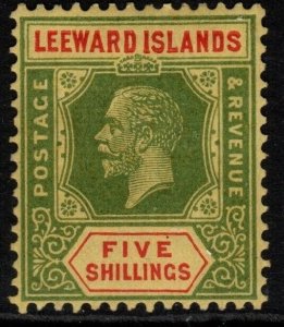 LEEWARD ISLANDS SG78 1923 5/= GREEN & RED/PALE YELLOW MTD MINT