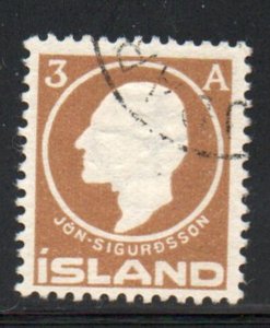 Iceland  Sc 87 1911 3 aur Jon Sigurdsson stamp used