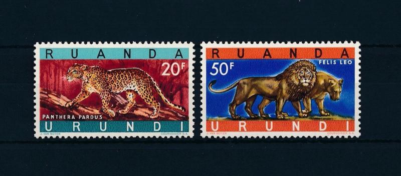 [60186] Rwanda Ruanda Urundi 1961 Wild animals Leopard Lion MLH