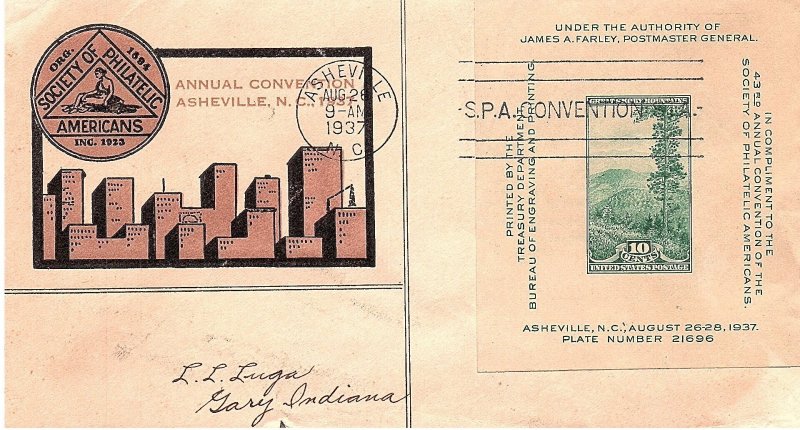 USA 1937 First Day Cover Scott 797 Details Below