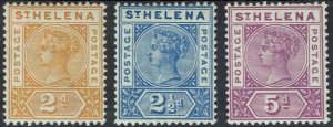 ST HELENA 1890 QV KEY TYPE 2D 21/2D AND 5D 