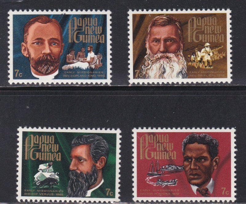 Papua New Guinea # 355-358, Pioneering Missionaries, NH, 1/2 Cat.,