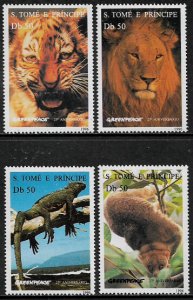 St Thomas & Prince Is #1237-40 MNH Set - Greenpeace - Wild Animals