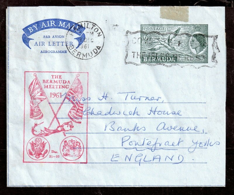 1961 Airmail cover 'Bermuda Meeting' cachet very scarce used 2 day only WS14209