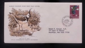 EL)1976 LIECHTENSTEIN, WORLD WILDLIFE FUND, WWF, EUROPEAN LAPWING, CIRCULATED TO