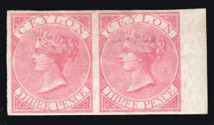 MOMEN: CEYLON SG #60 PAIR IMPERF 1866-8 MINT OG H £550 LOT #66964*