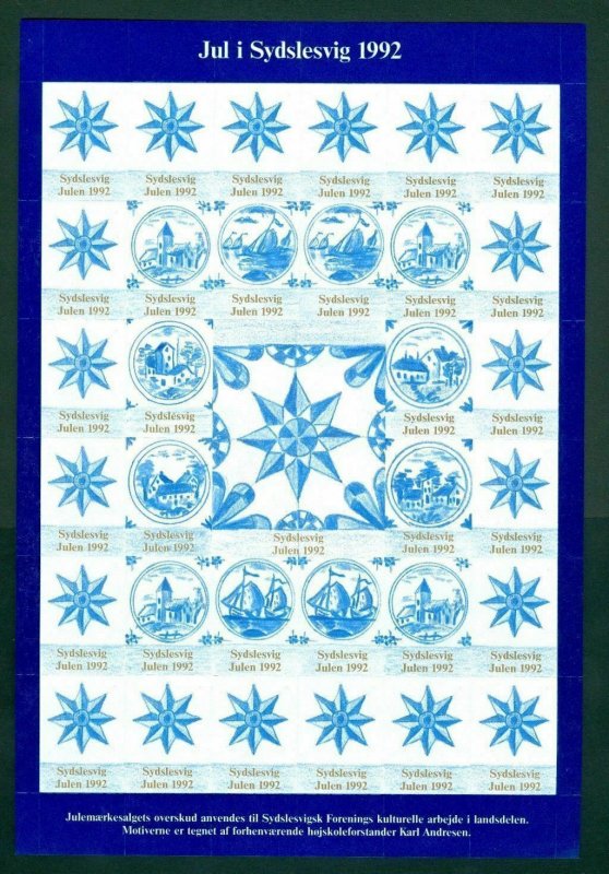 Denmark. Southslesvig Christmas Sheet 1992 Mnh. Wall Tile's