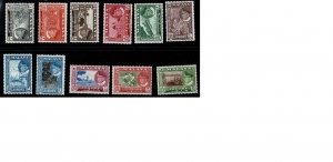 Malaya Johore #158-68 MNH (2 MLH) cpl set