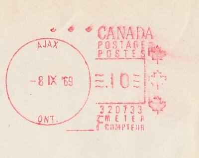 Meter cover Canada 1969 Ajax - Place name - Royal Navy cruiser