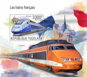 Togo - 2019 French Trains - Stamp Souvenir Sheet - TG190335b