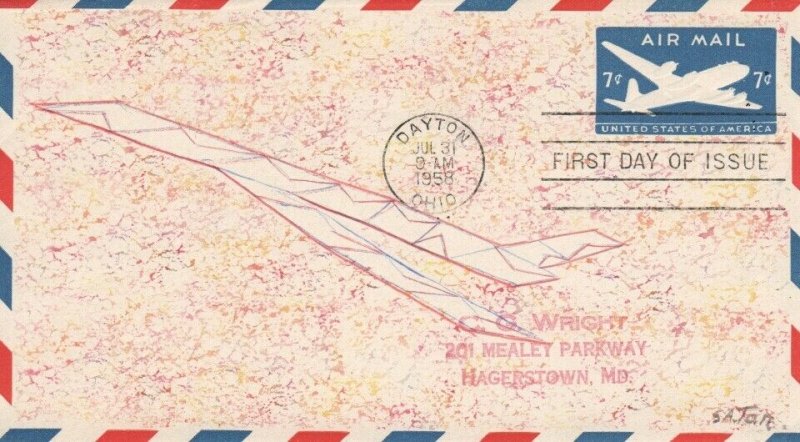 UC26 7c SKYMASTER AIR MAIL ENVELOPE - Unknown hand drawn cachet