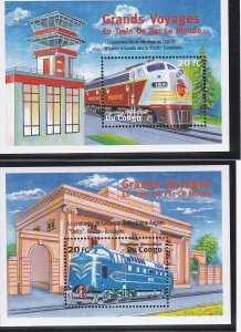 Zaire # 1566-1569, 1570-1571, Locomotives - Trains, Sheets, Mint NH, 1/2 Cat.