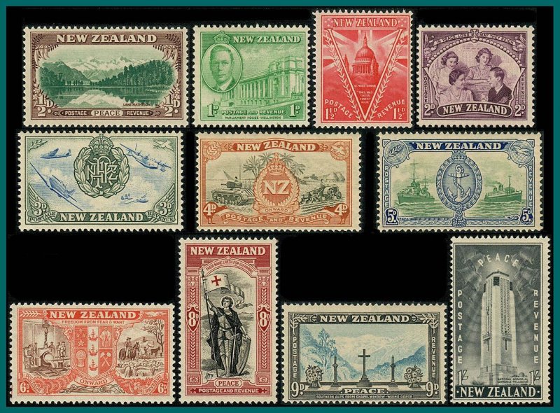 New Zealand 1946 Peace, MNH  #247-257,SG667-SG677