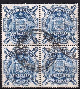Australia 1948 Coats of Arms 1 Pound. Block of 4 Used