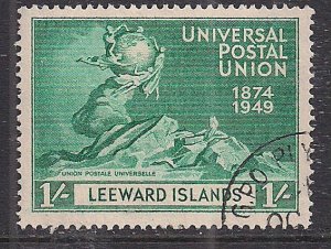 Leeward Islands 1949 KGV1 1/-d Green UPU used SG 122 ( F1160 )