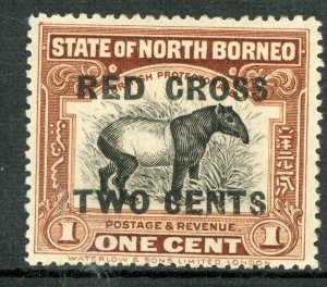 North Borneo 1918 British Colony 2¢/1¢ Tapir  Red Cross Sc #B14 Mint  F712