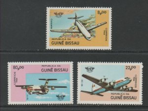 Thematic Stamps Transports - GUINEA BISSAU 1984 ICAO AIRCRAFT 832/4  3v mint