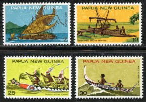 Papua New Guinea Scott 406-09 MNHOG - 1975 Traditional Canoes Set - SCV $2.70