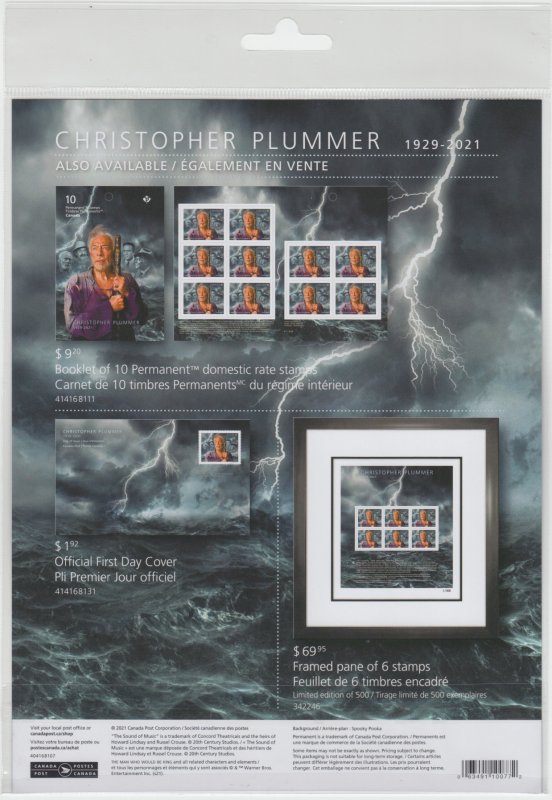 Canada - *NEW* Christopher Plummer Stamp Pane  - MNH