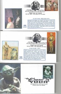 Set of 15 STAR WARS FDCs Darth Vader Postmark 2007 US SC# 4143 A-O - 41 Cent