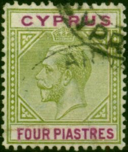 Cyprus 1912 4pi Olive-Green & Purple SG79 Fine Used