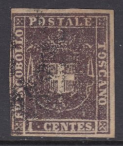 ITALY - TOSCANA 1860 n.17c - BIONDI Certificate- cv 1800$ 1 c. violetto scuro